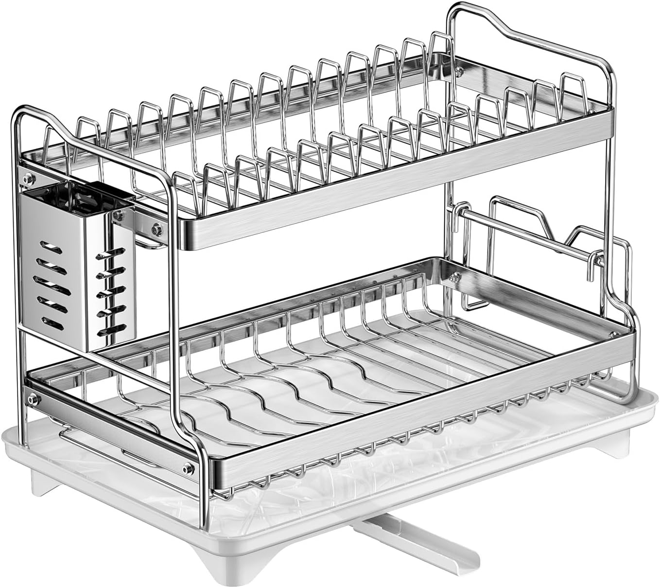 Double Layered Dish Drying Rack for Kitchen Organization