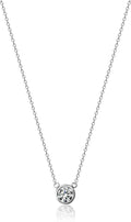 14k Gold Bezel Set Solitaire Adjustable Pendant Necklace - Timeless