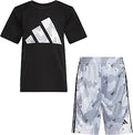 adidas Boys Short Sleeve T-shirt and Poly Shorts Set for Comfort