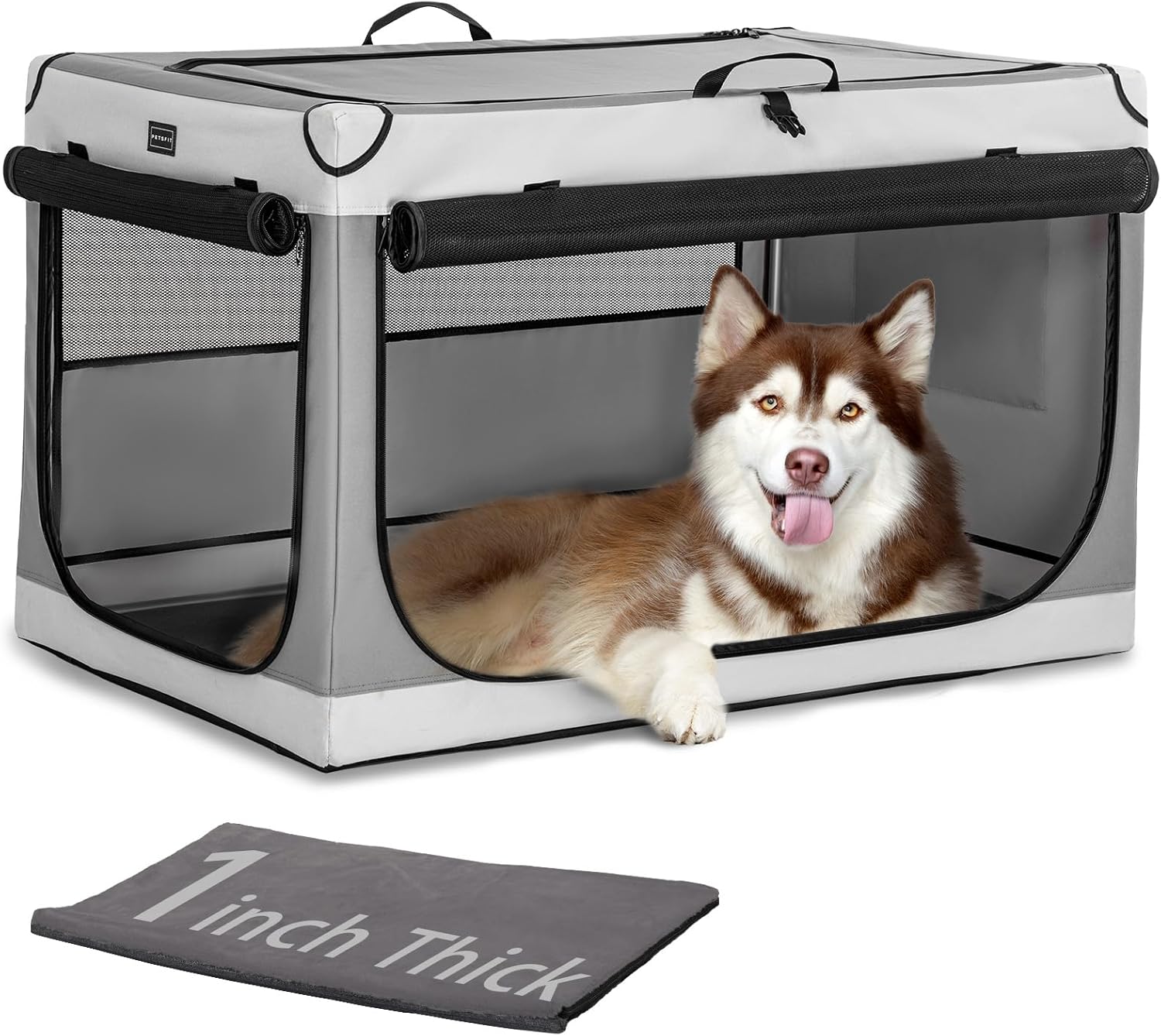 PETSFIT Collapsible Dog Crate - Portable Soft Dog Crate 40 in