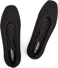 Womens Square Toe Knit Slip-On Flats - Cushioned Work Comfort