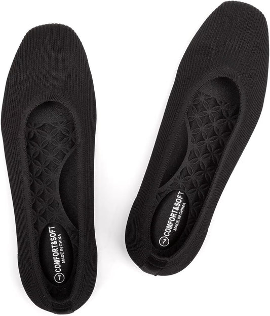 Breathable Square Toe Flats for Women - Comfortable Work Shoes