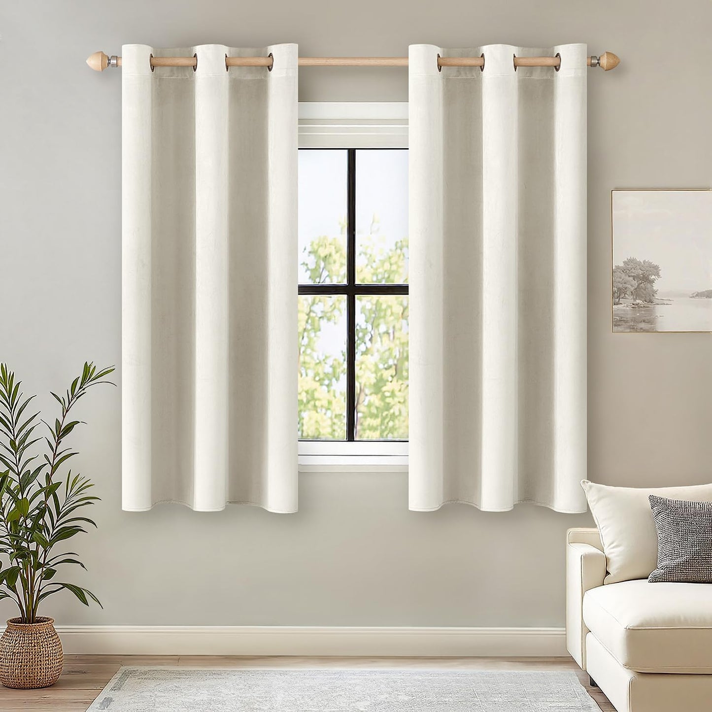 Ivory White Velvet Curtains for Room Darkening and Privacy
