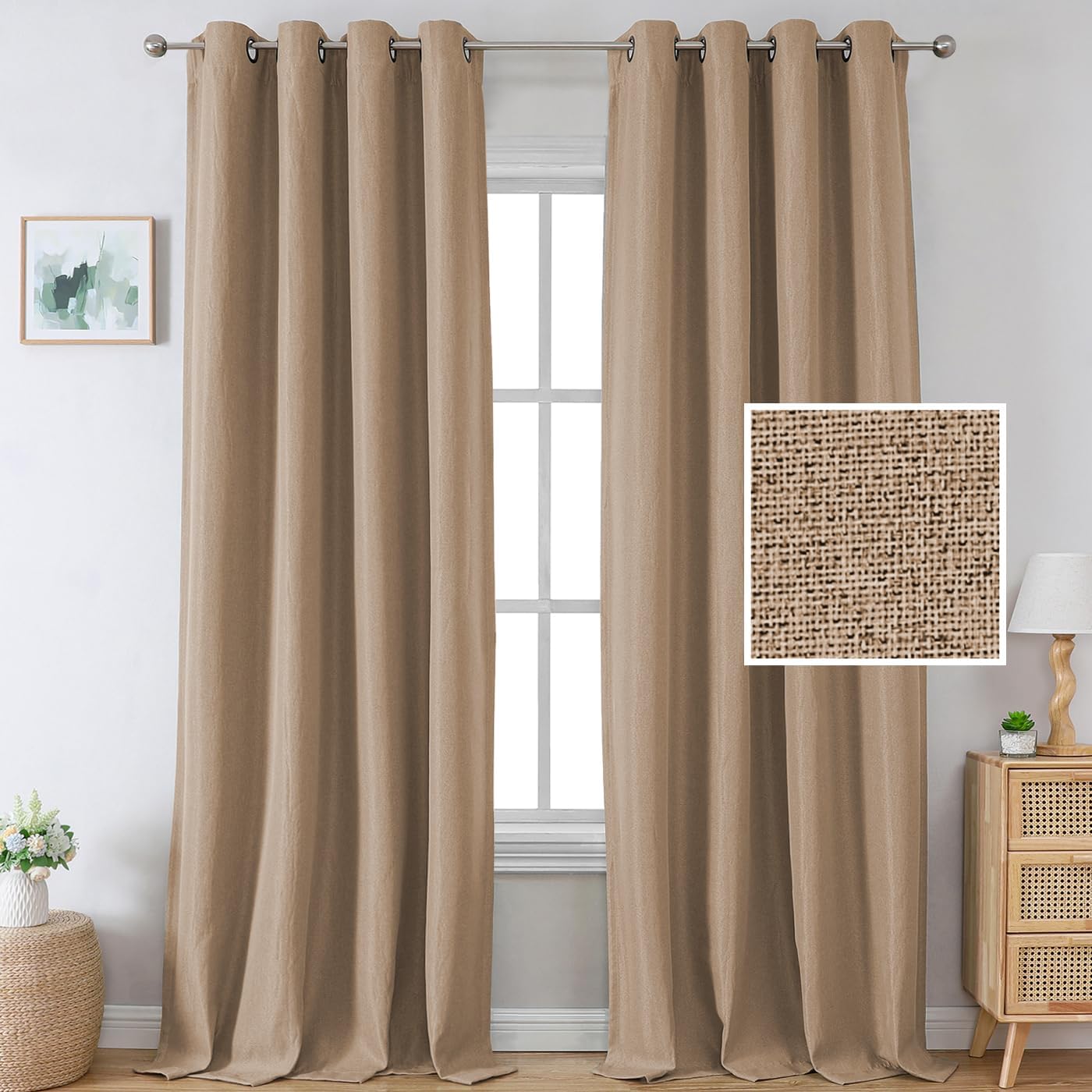 H.VERSAILTEX Linen Blackout Curtains for Bedroom and Living Room