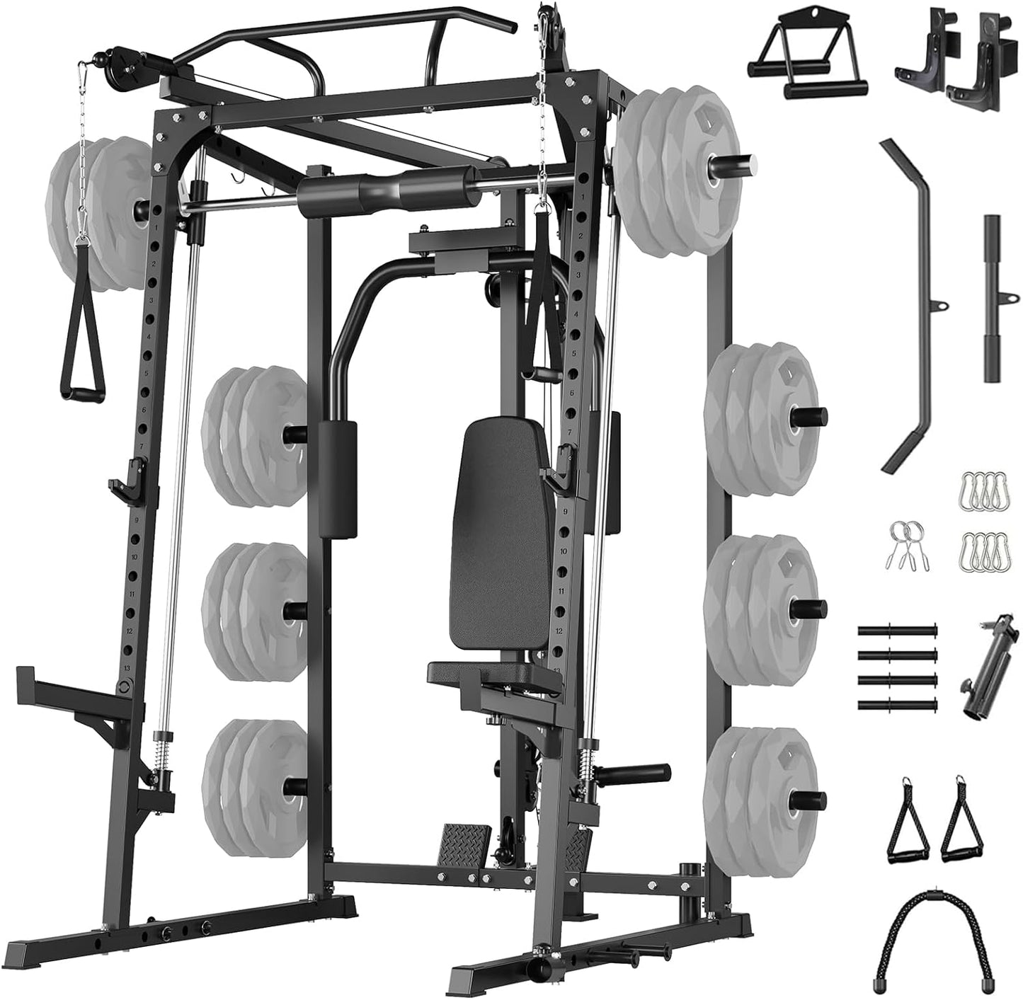 Ultimate Home Gym: 2000lbs Smith Machine & Cable System