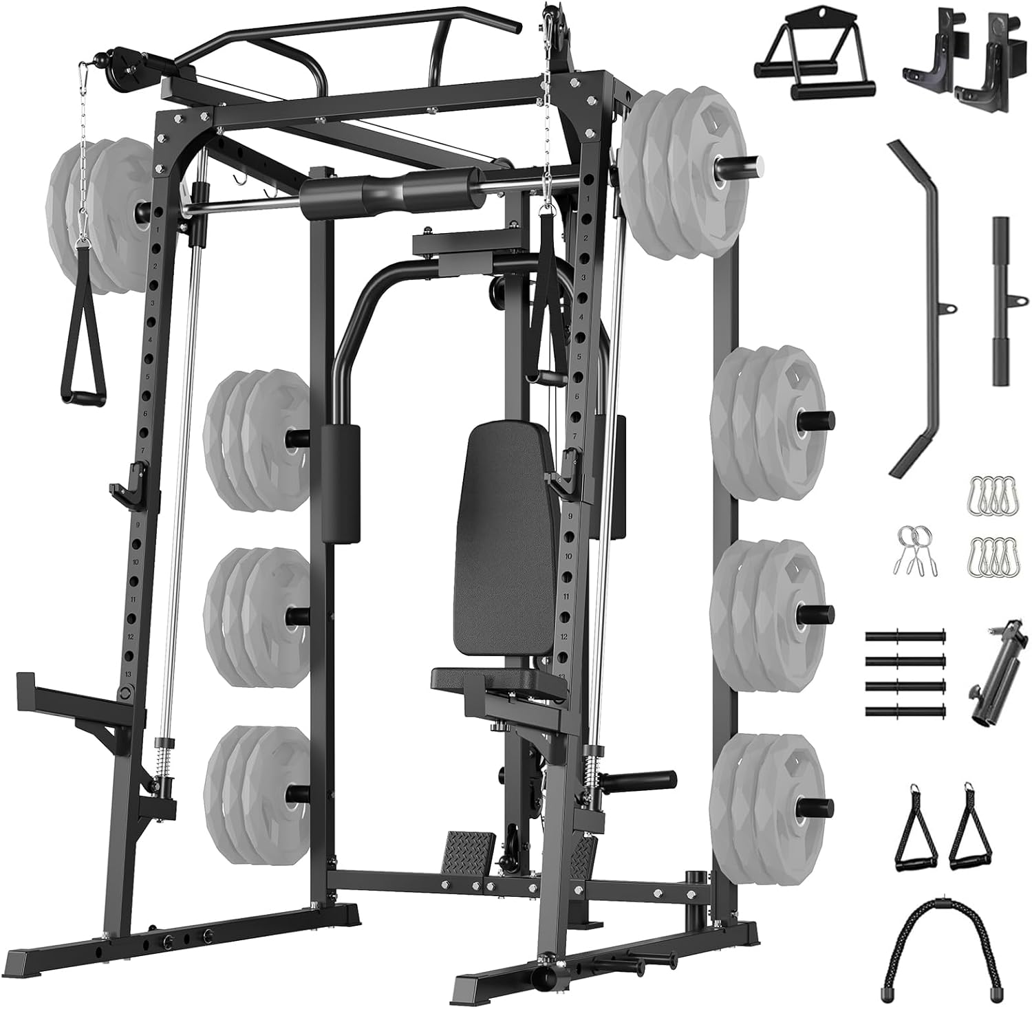 Ultimate Home Gym: 2000lbs Smith Machine & Cable System