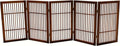 Freestanding Acacia Wood Pet Gate 5-Panel 30in Tall - Brown