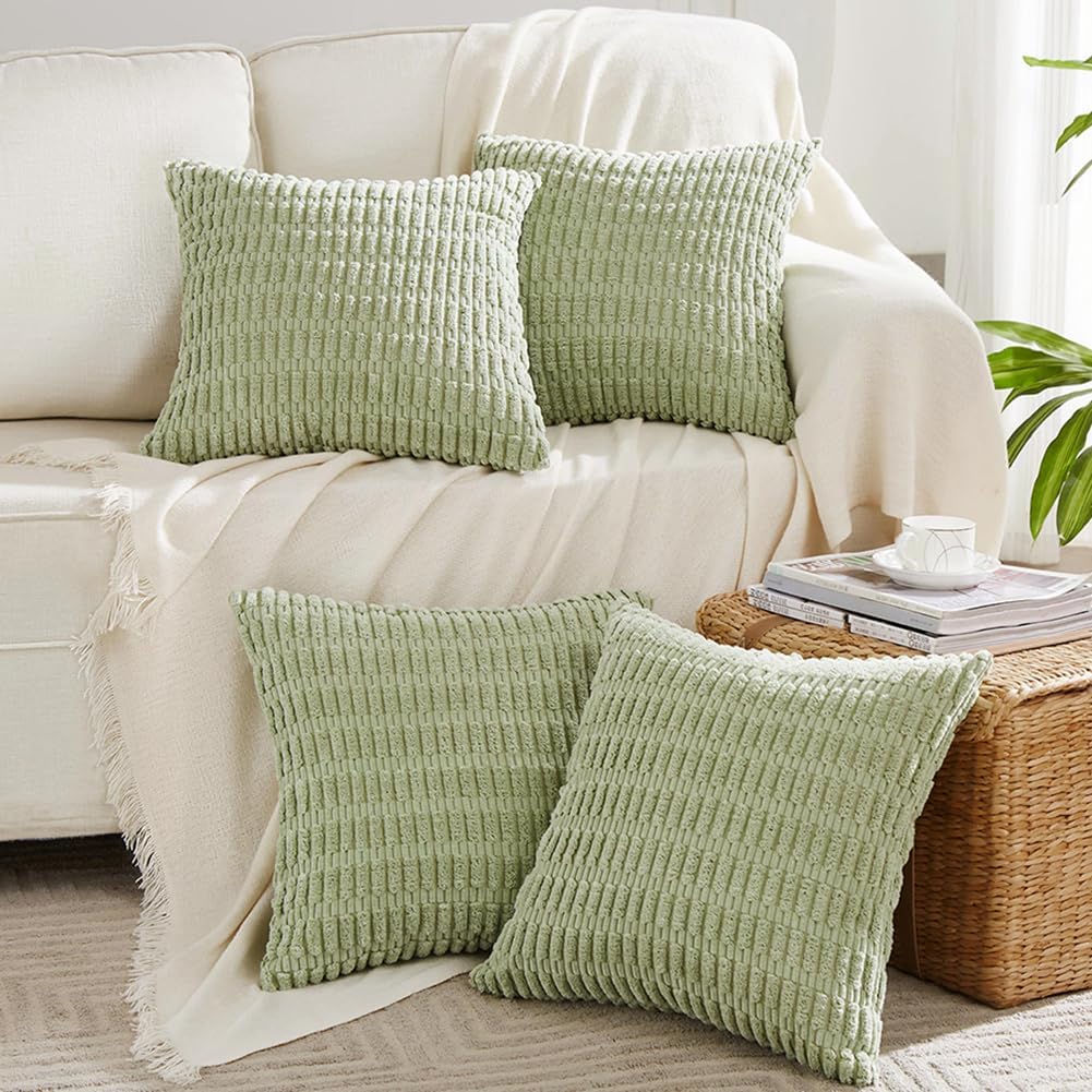 Sage Green Decorative Throw Pillow Covers for Cozy Living Room