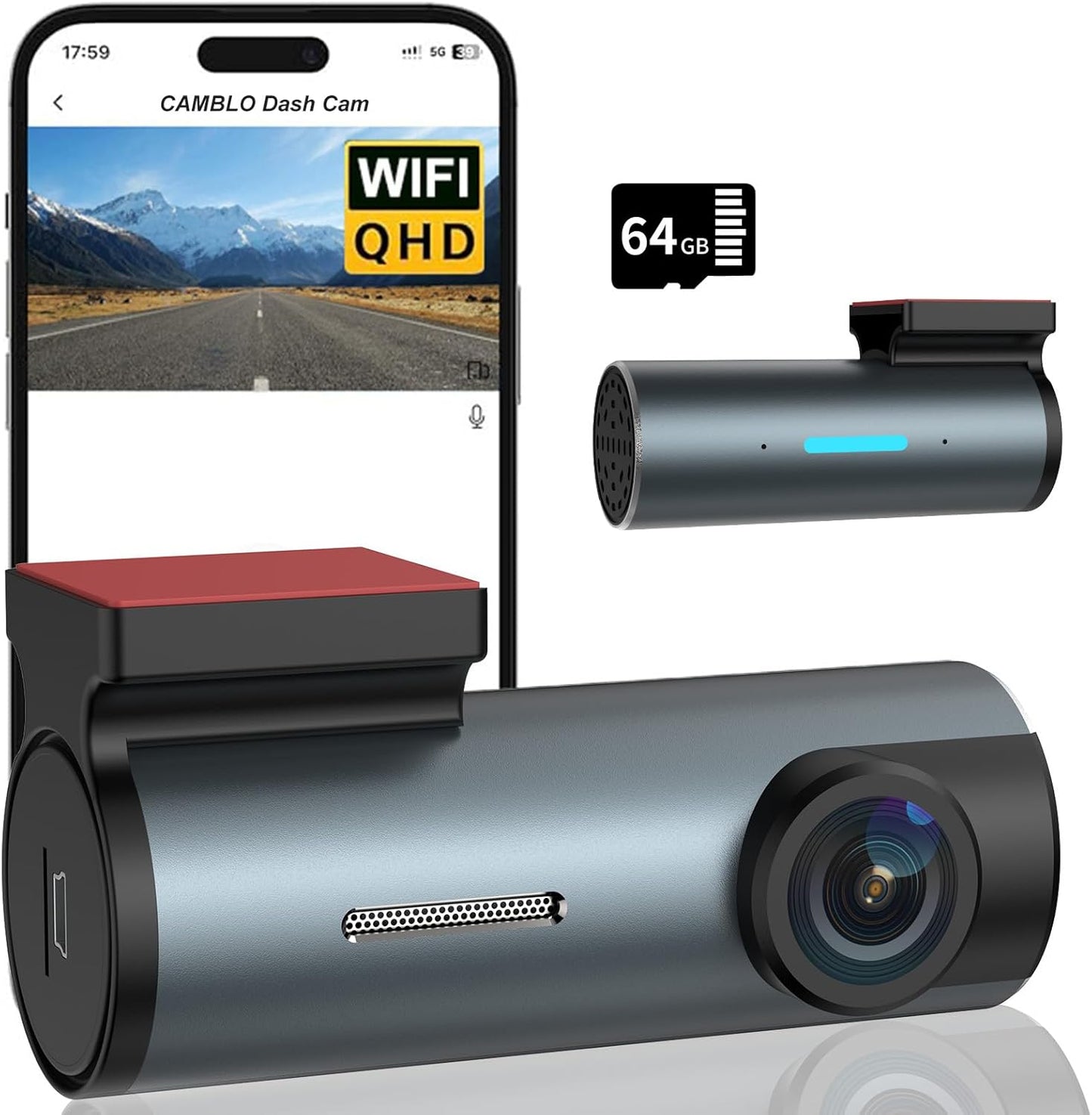 Clear Night Vision + 1080P FHD Mini Dash Cam by CAMBLO