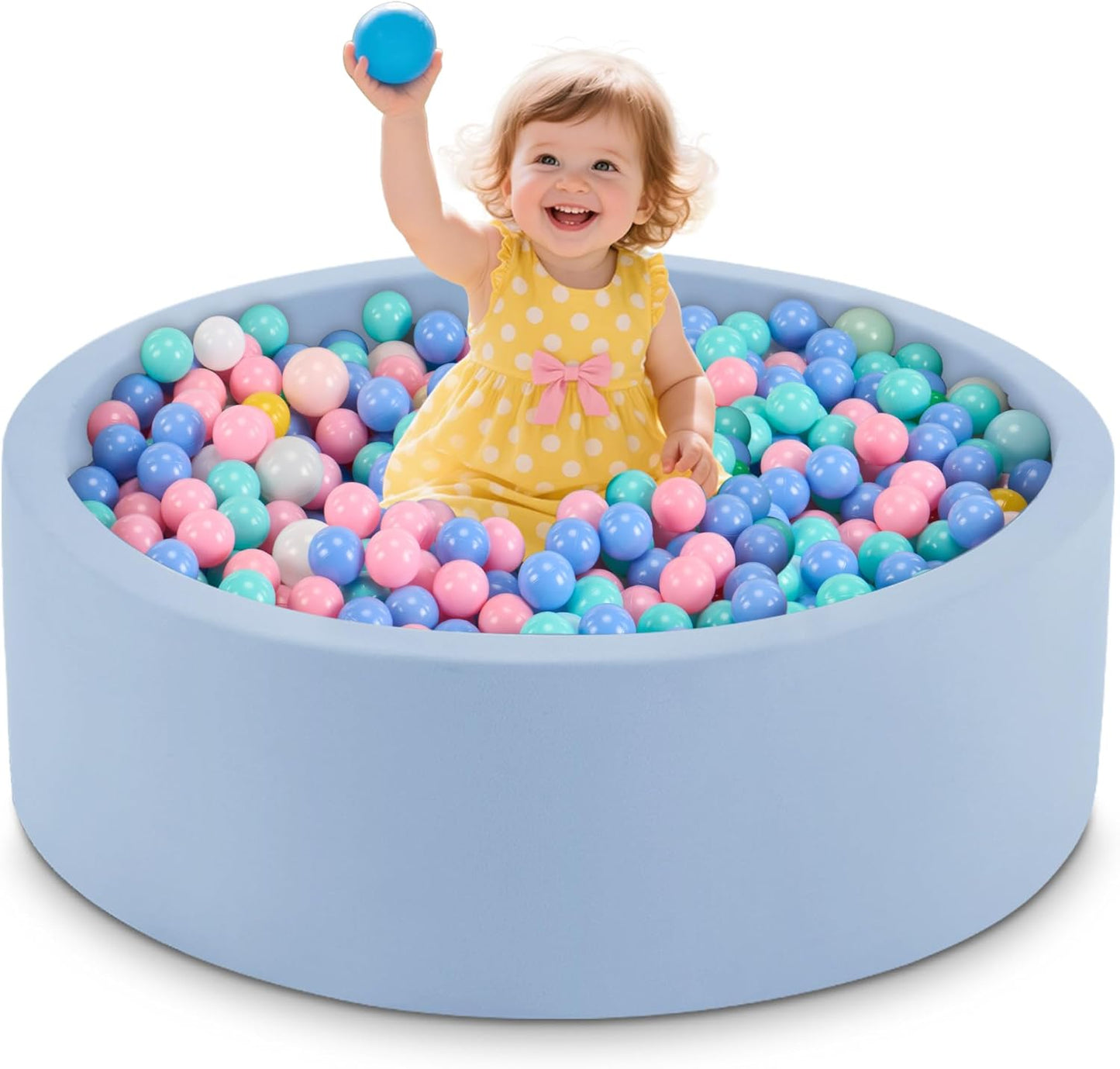 AUNEKIV 35.4in x 11.8in Foam Ball Pit for Toddlers and Kids