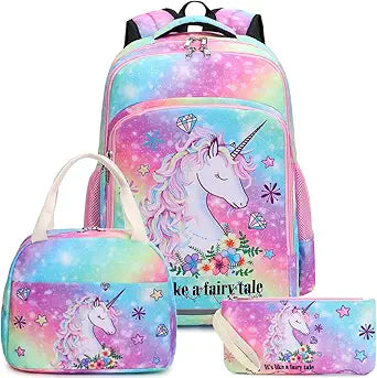 BTOOP Girls Backpack with Insulated Lunch Tote and Pencil Pouch