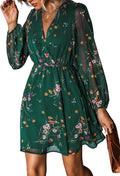 CUPSHE Women's Green Chiffon Mini Dress V Neck - Flowy Summer Style