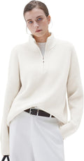 SUUKSESS Women Cashmere Oversized Quarter Zip Pullover Sweater