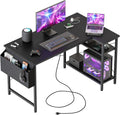 Mericonia Small L Shaped Computer Desk with Power Outlets - Compact