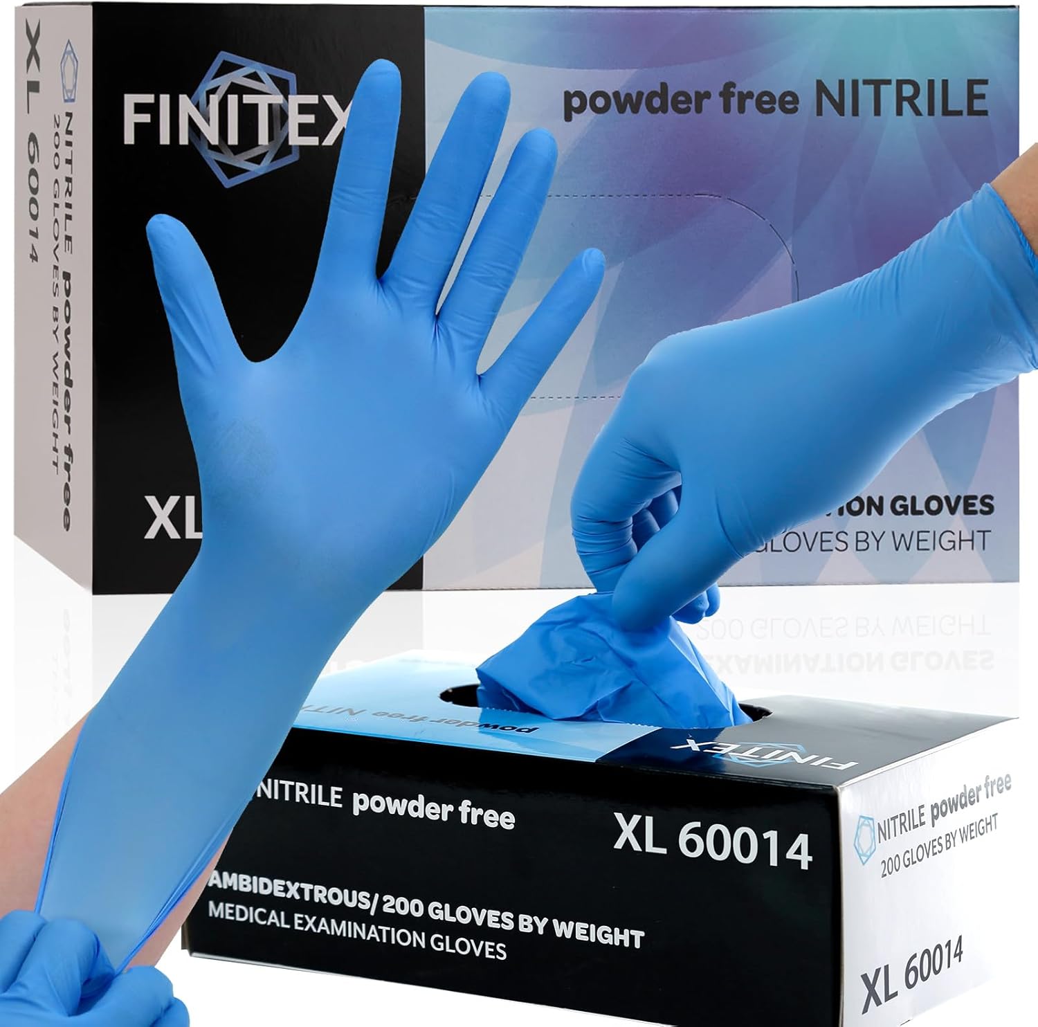 200 Blue Nitrile Exam Gloves - Latex-Free, Powder-Free