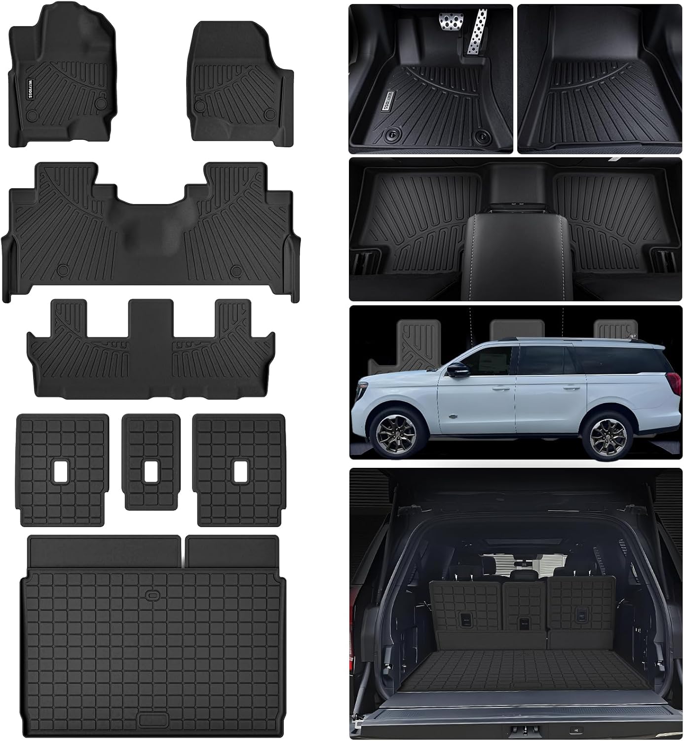 Custom Fit Floor Mats for 2025 Ford Expedition MAX with Cargo Liners