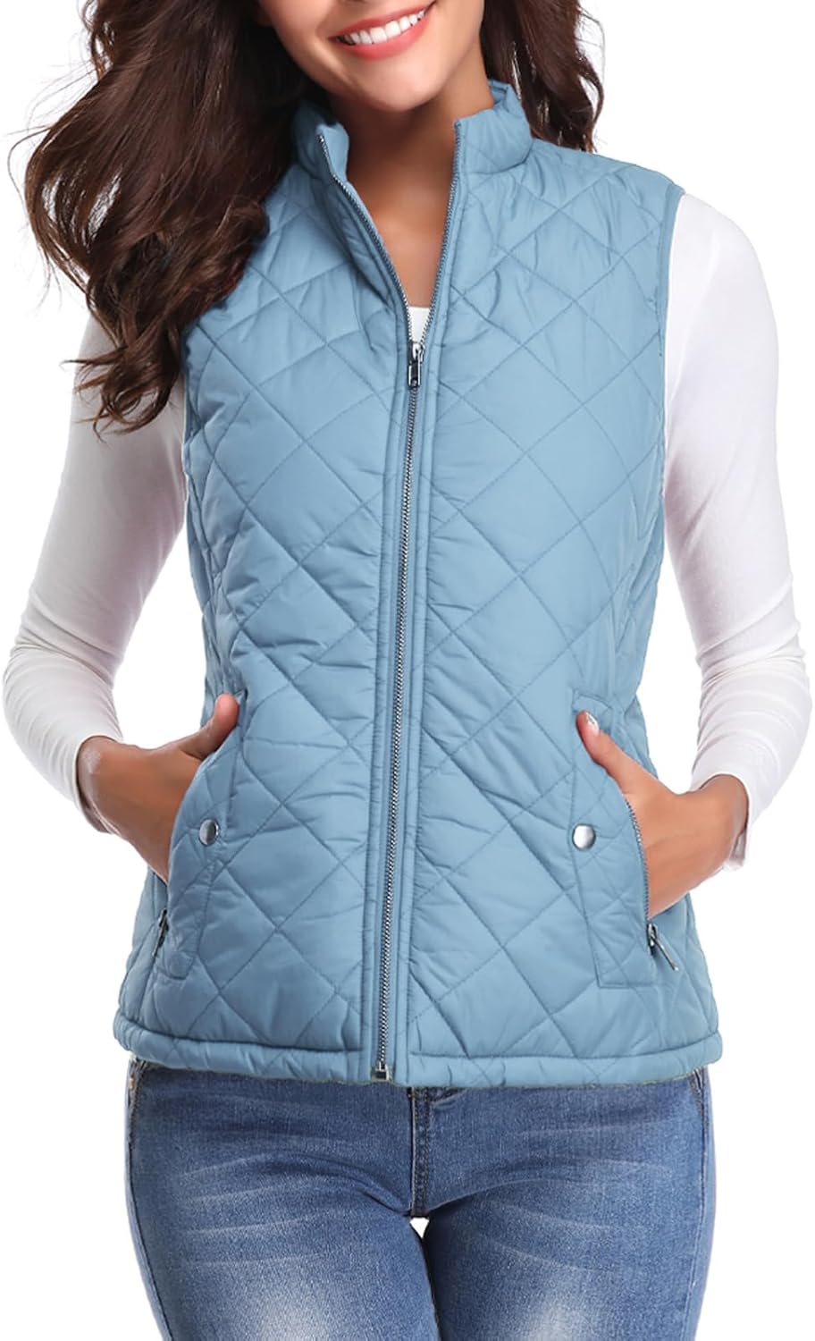 Fuinloth Women's Quilted Vest: Stylish Lightweight Zip Gilet