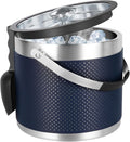 3Quart Insulated Stainless Steel Ice Bucket with Lid - Leather Design