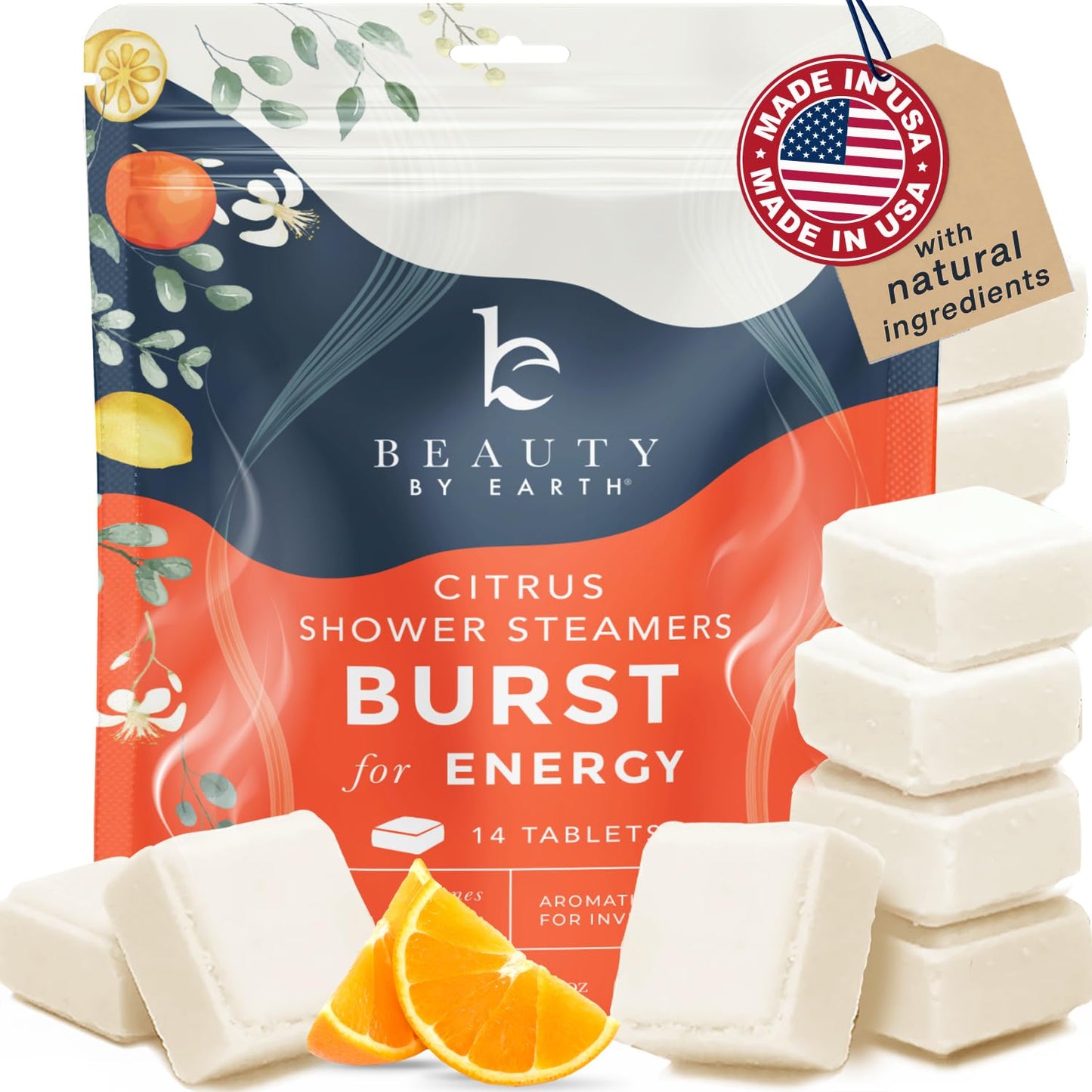 Citrus Shower Steamers for Aromatherapy - USA Made Natural Ingredients