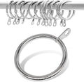 Metal Curtain Rings with Eyelet 1-1/4 in ID - Durable Silver Set