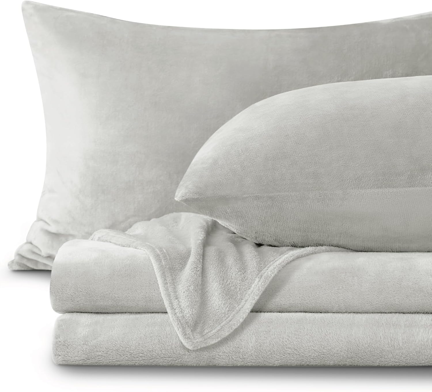 BEDELITE Flannel Sheets Queen Size Light Grey - Super Soft Fleece