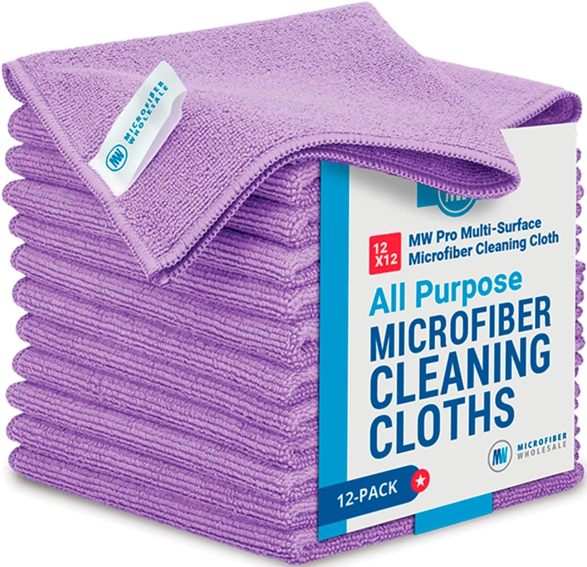 12x12 Purple Microfiber Cleaning Towels | 12 Pack