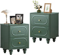 2 Drawer Fluted Mini Dresser Nightstand Set of 2 - Mid Century Modern