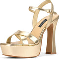 Platform Heels for Women Chunky High Heel Sandals - Gold Glam