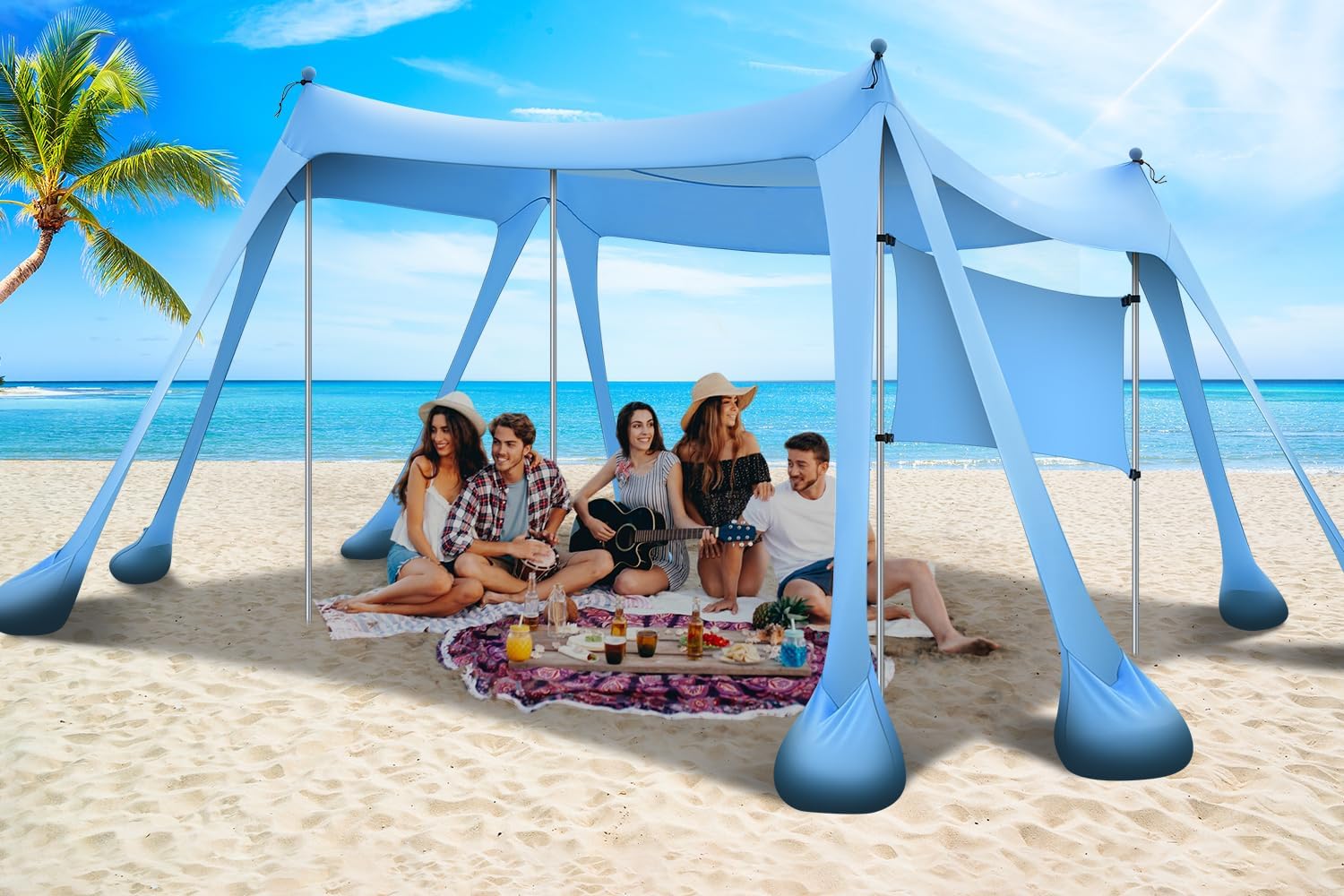 Large Beach Canopy with UPF80+ Protection for Outdoor Fun