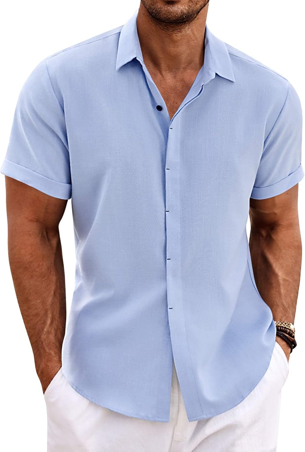 COOFANDY Men's Linen Shirts for Casual Summer Beach Style
