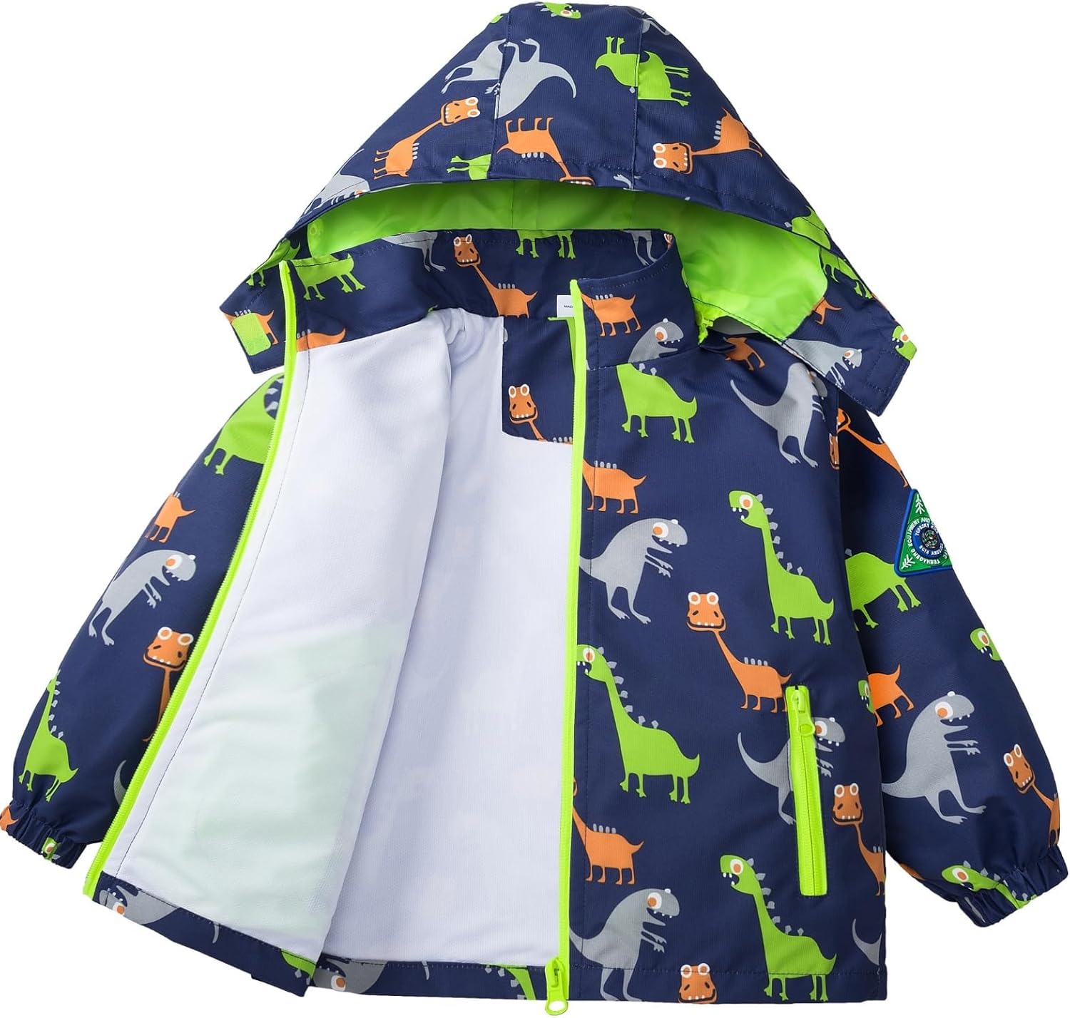 Boys Rain Jacket with Detachable Hood for Active Kids