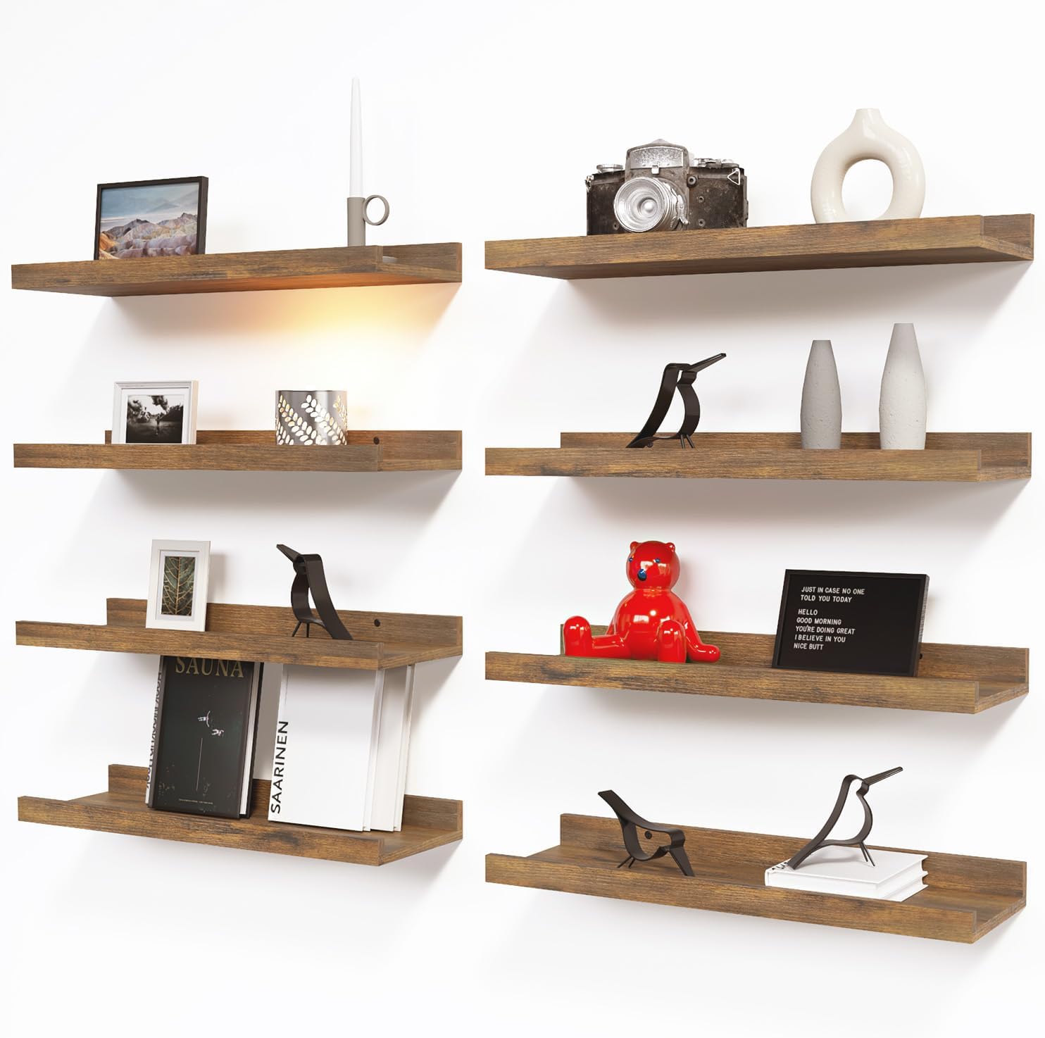 Floating Wall Mounted Shelves Set for Home Storage and Decor