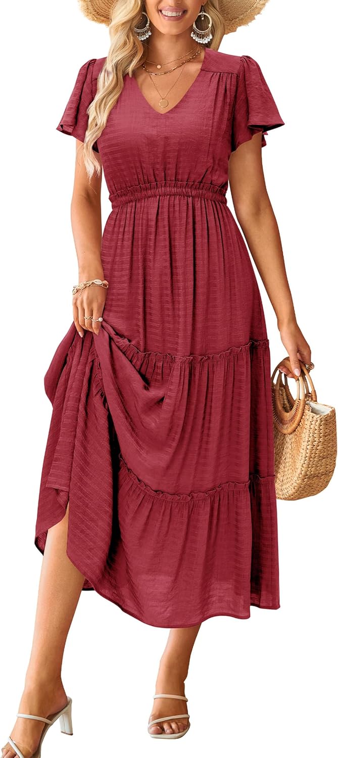 VOTEPRETTY Women's Summer Boho Maxi Dress for Beach Weddings