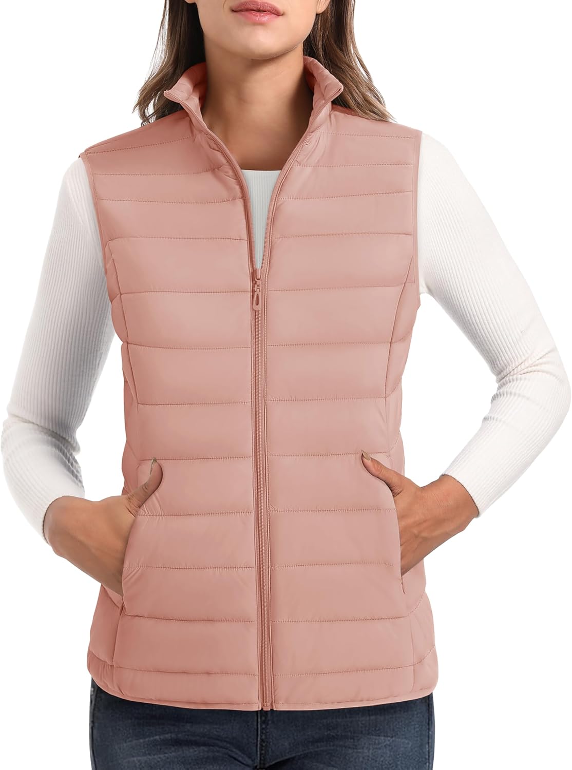 Lightweight Puffer Vest for Women with 4 Pockets and Comfort