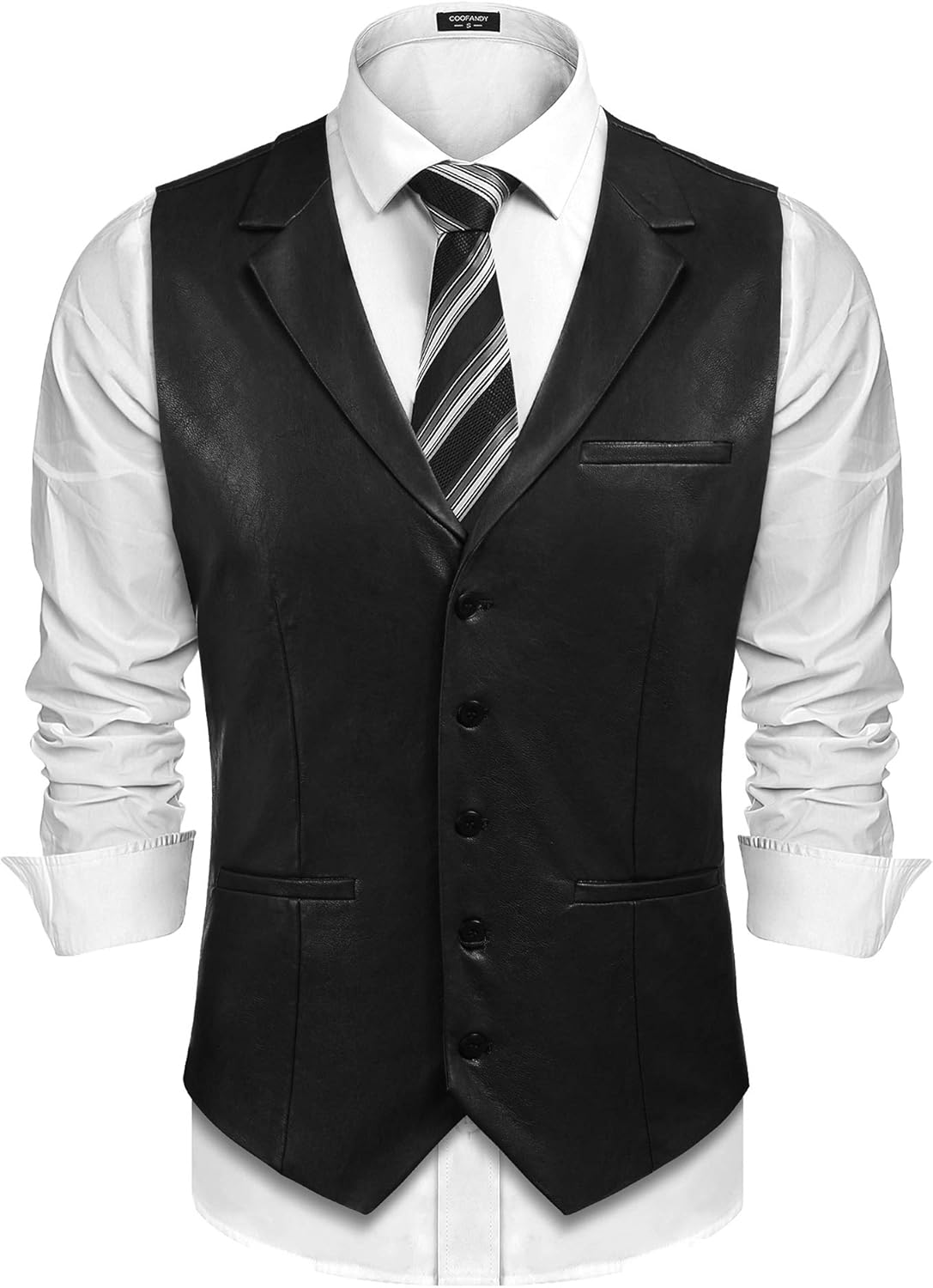 COOFANDY Men's Leather Suit Vest for Casual Western Style