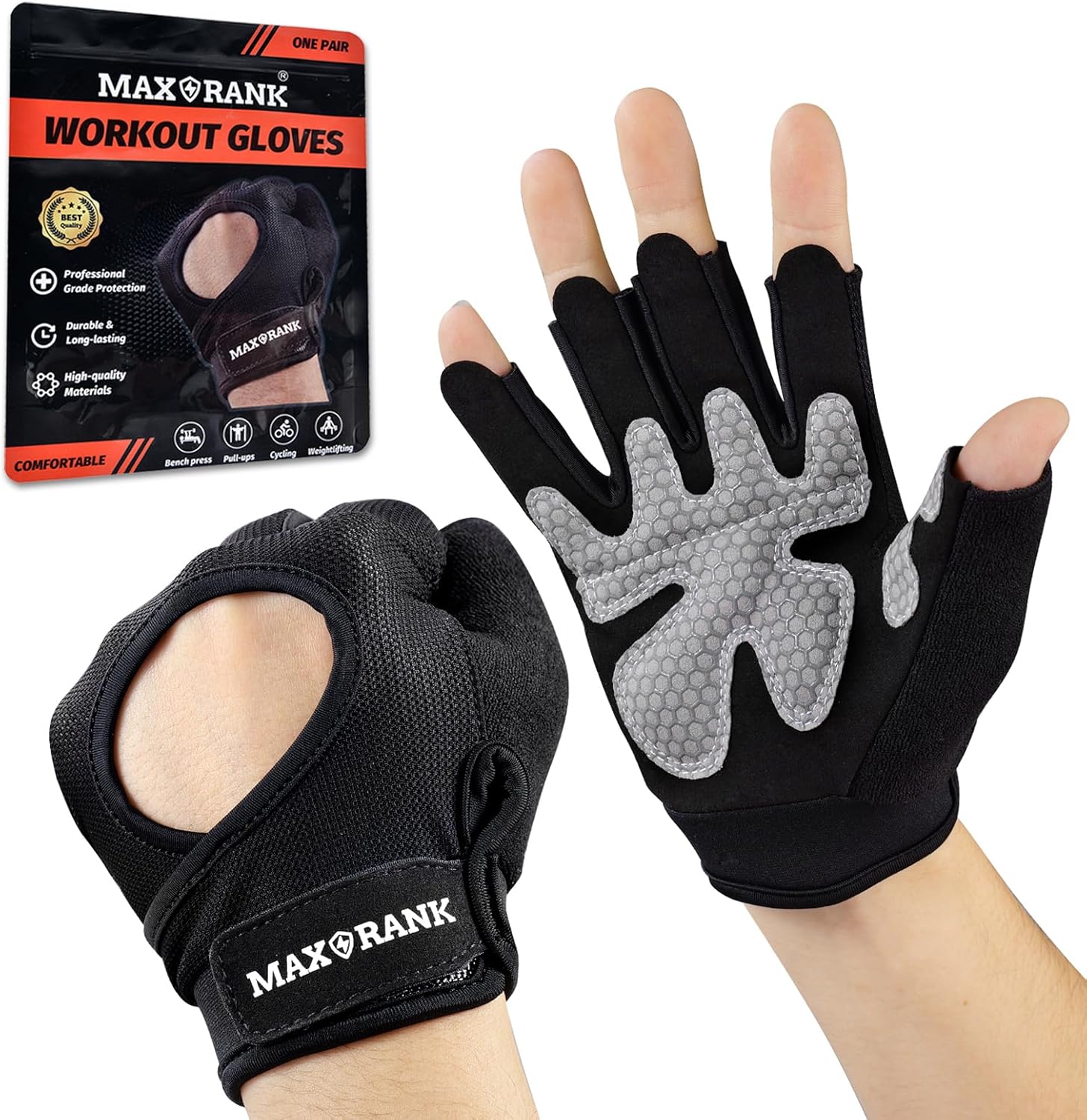 MAXRANK Breathable Workout Gloves - Snug Fit