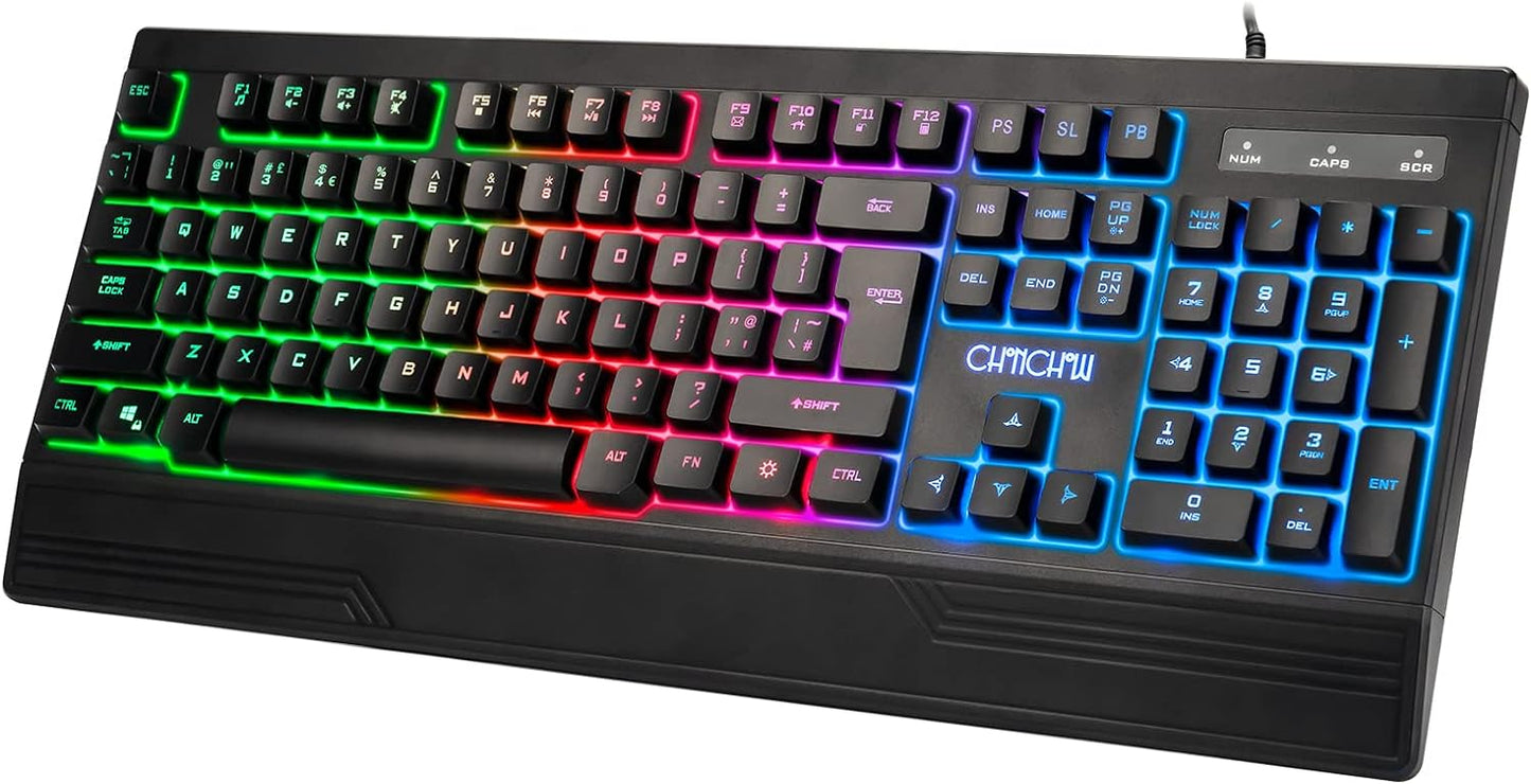 CHONCHOW Ergo Rainbow Keyboard with Wrist Rest