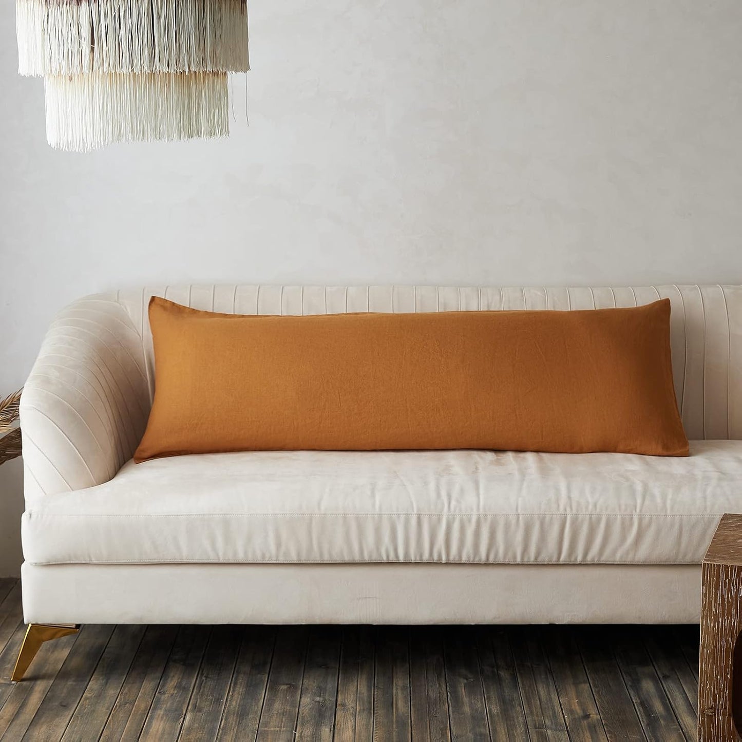 Simple&Opulence Body Pillow Cover 20 x 54 in Pure Linen Rust