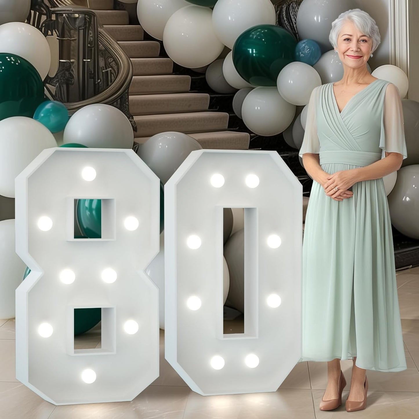 3 Feet Tall Marquee Numbers for 80th Birthday Party Decor