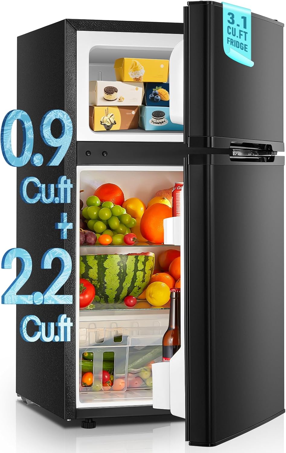 Mini Fridge with Freezer for Bedroom - Compact 3.1 Cu.ft Design