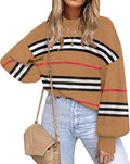 Womens Striped Oversized Sweater Pullover - Cozy Everyday Layer