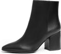 IDIFU Women Ankle Bootie with 3in Chunky Heel - Classic Pointed Toe