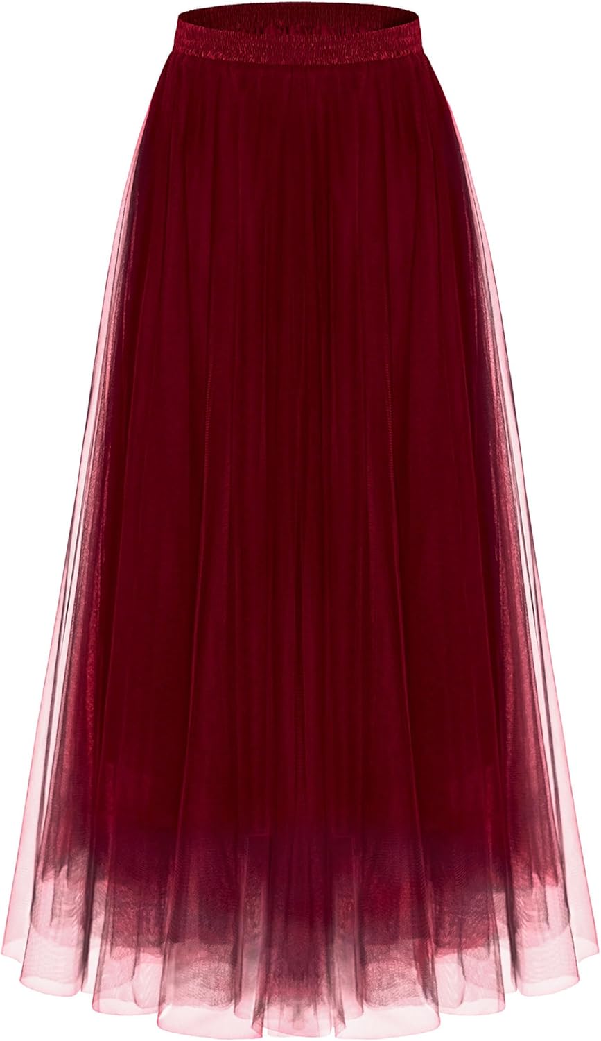 Kingfancy Women's Winter Skirts - 2 Layered Tulle Midi Skirt