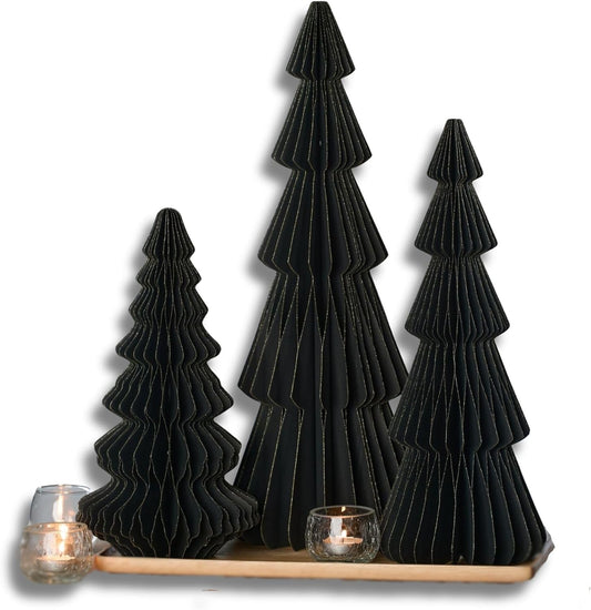 Your Heart's Content Set of 3 Black Winter Honeycomb Trees