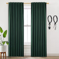 SHINELAND 108 in Curtains 2 Panel Set Blackout - Deep Emerald Privacy