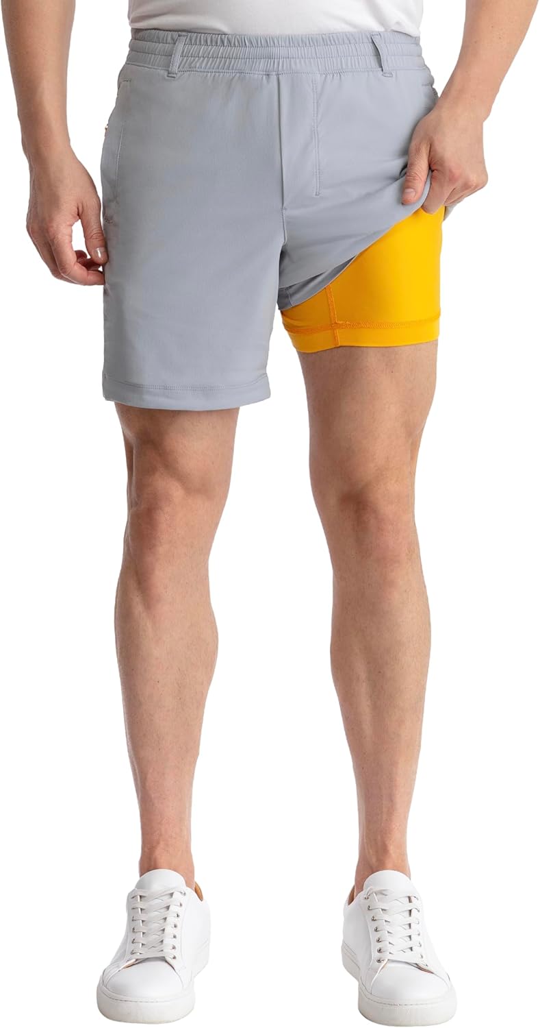 birddogs Mens Khaki Shorts with Built-in Liner for Comfort