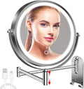 8in Wall Mounted Lighted Makeup Mirror - Rechargeable, Dimmable