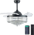 Dimmable Fandelier Crystal Ceiling Fan with Light and Remote - Modern