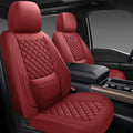 Car Seat Covers Full Set - Wine Red Faux Leather 5-Seat Fit