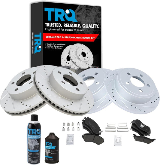 TRQ Front and Rear Performance Brake Pad & Rotor Kit for Jeep